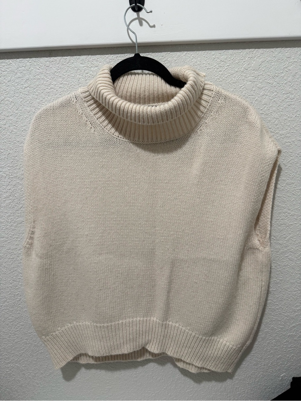 Olivaceous Cream Turtleneck Sleeveless Knit Pullover